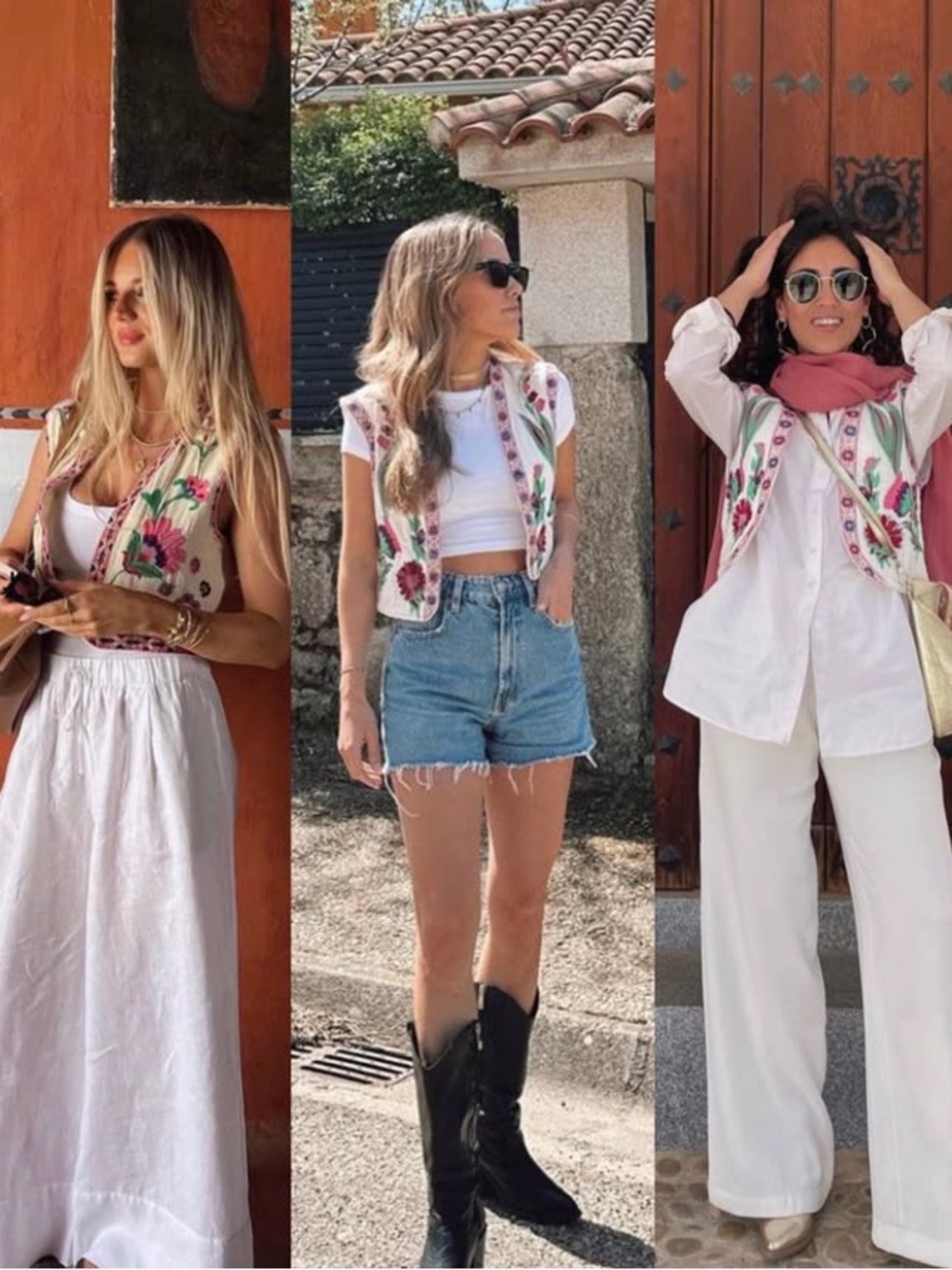 Zara open cropped embroidered floral vest blogger favorite size XS